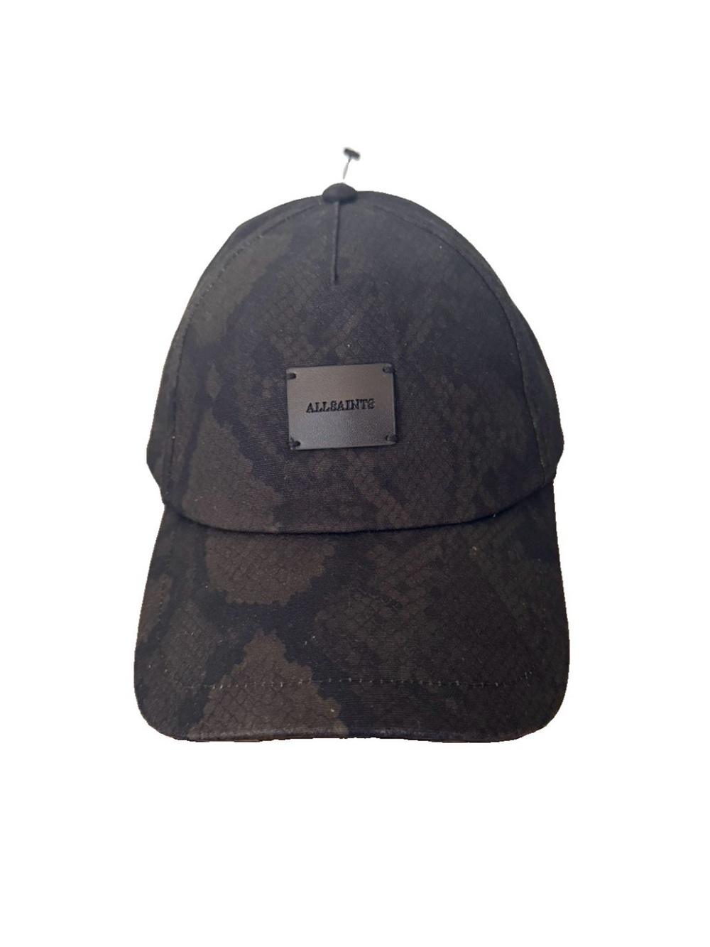 All Saints Black Snake-Texture Baseball Cap